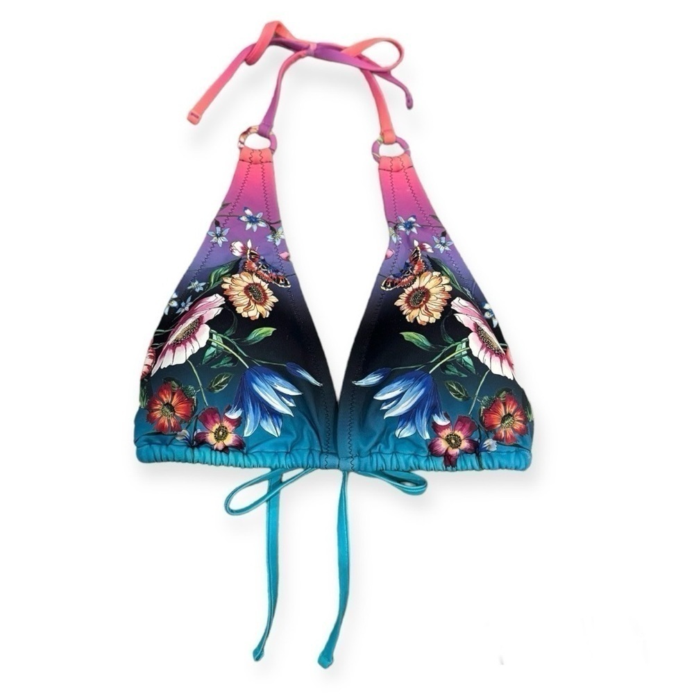 Johnny Was Ring Floral Triangle Bikini Top Size Small MSRP $98 NEW - Picture 3 of 6